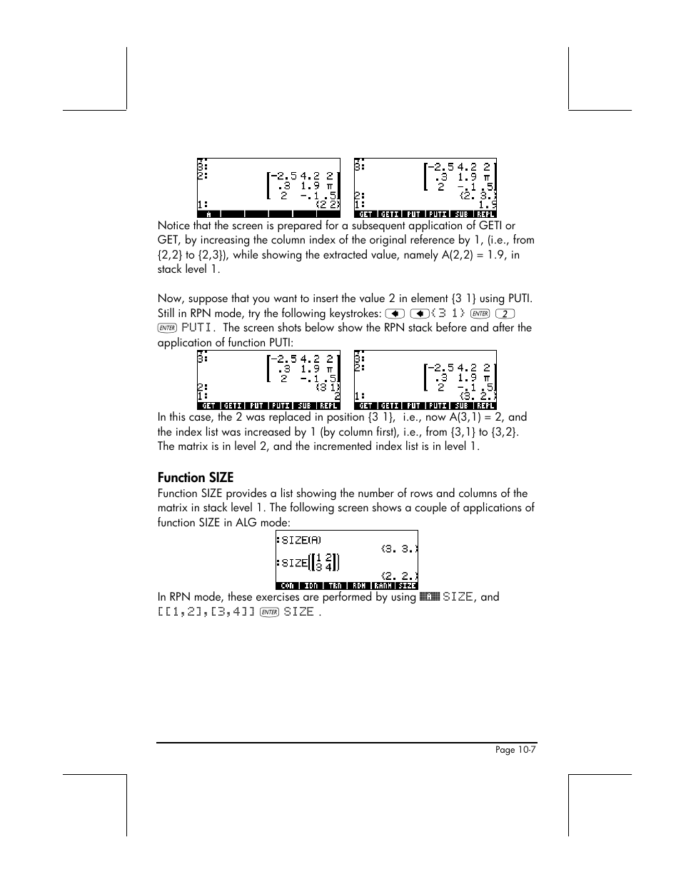 Function size | HP 49g+ User Manual | Page 303 / 862