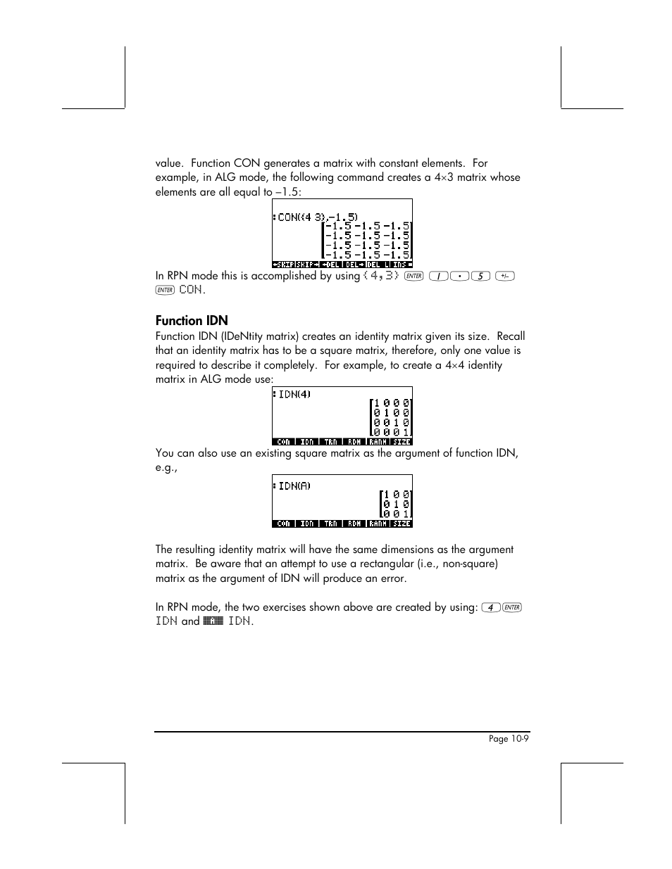 Function idn | HP 49g+ User Manual | Page 305 / 862