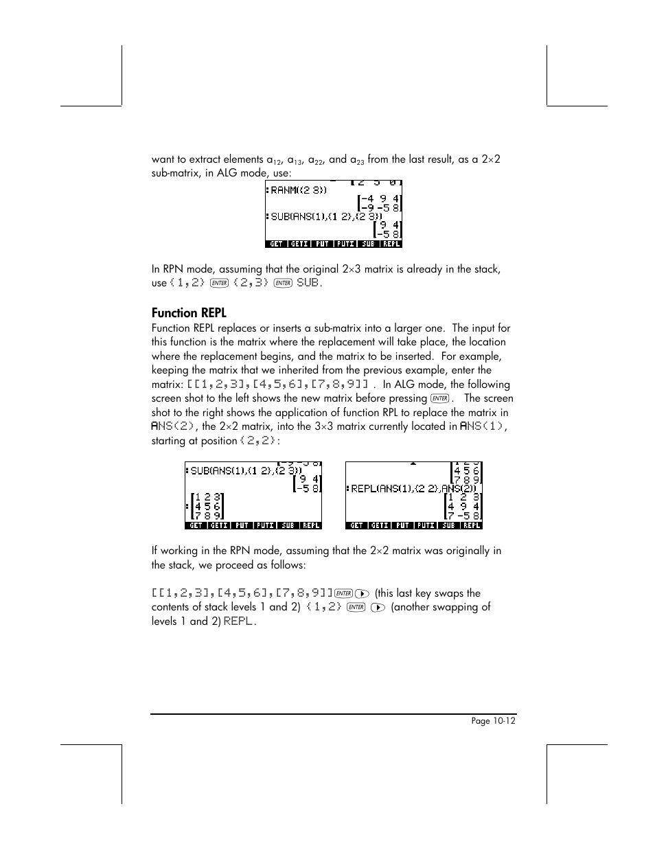 Function repl | HP 49g+ User Manual | Page 308 / 862