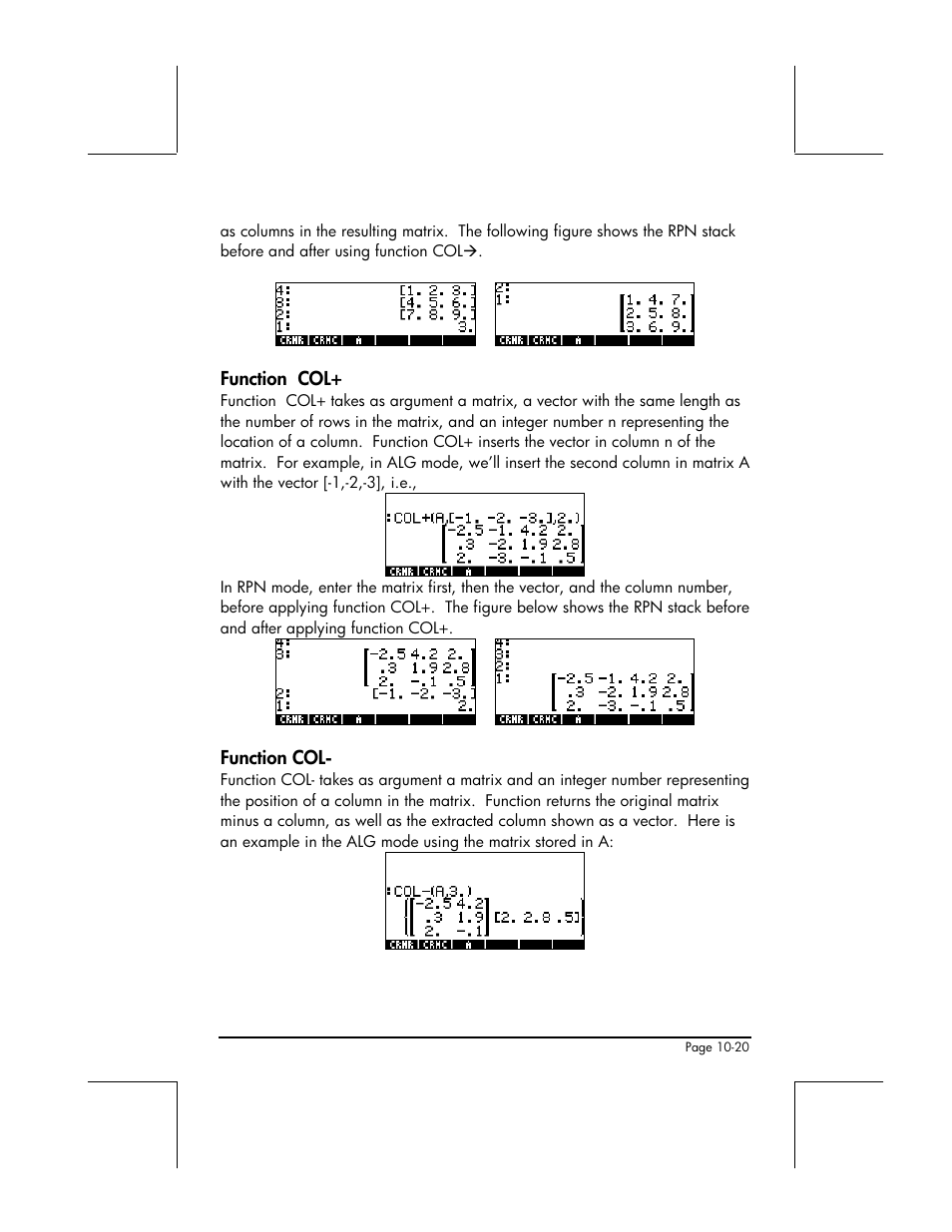 Function col | HP 49g+ User Manual | Page 316 / 862