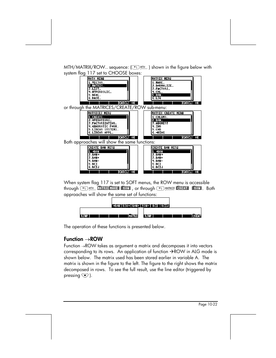 Function →row | HP 49g+ User Manual | Page 318 / 862