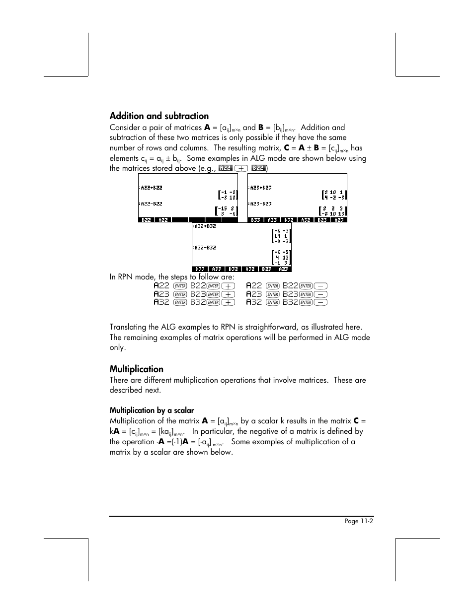 Addition and subtraction, Multiplication | HP 49g+ User Manual | Page 324 / 862