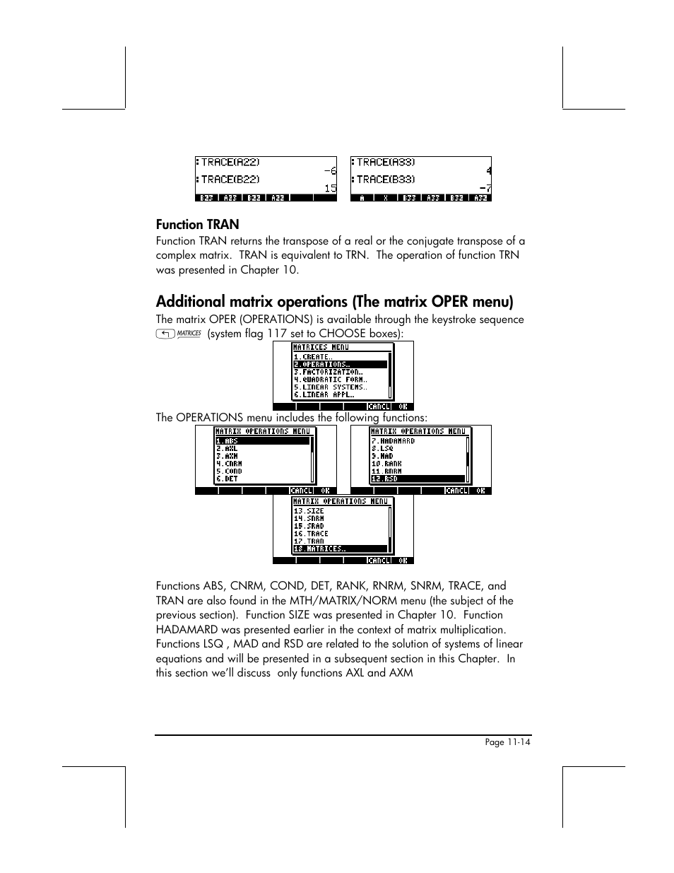 Function tran | HP 49g+ User Manual | Page 336 / 862