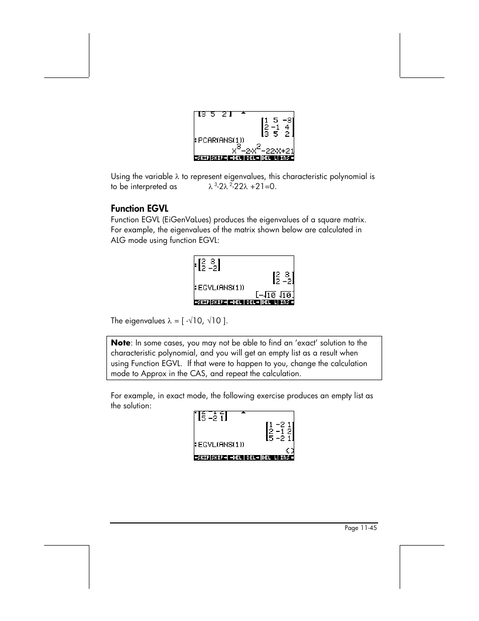 Function egvl | HP 49g+ User Manual | Page 367 / 862