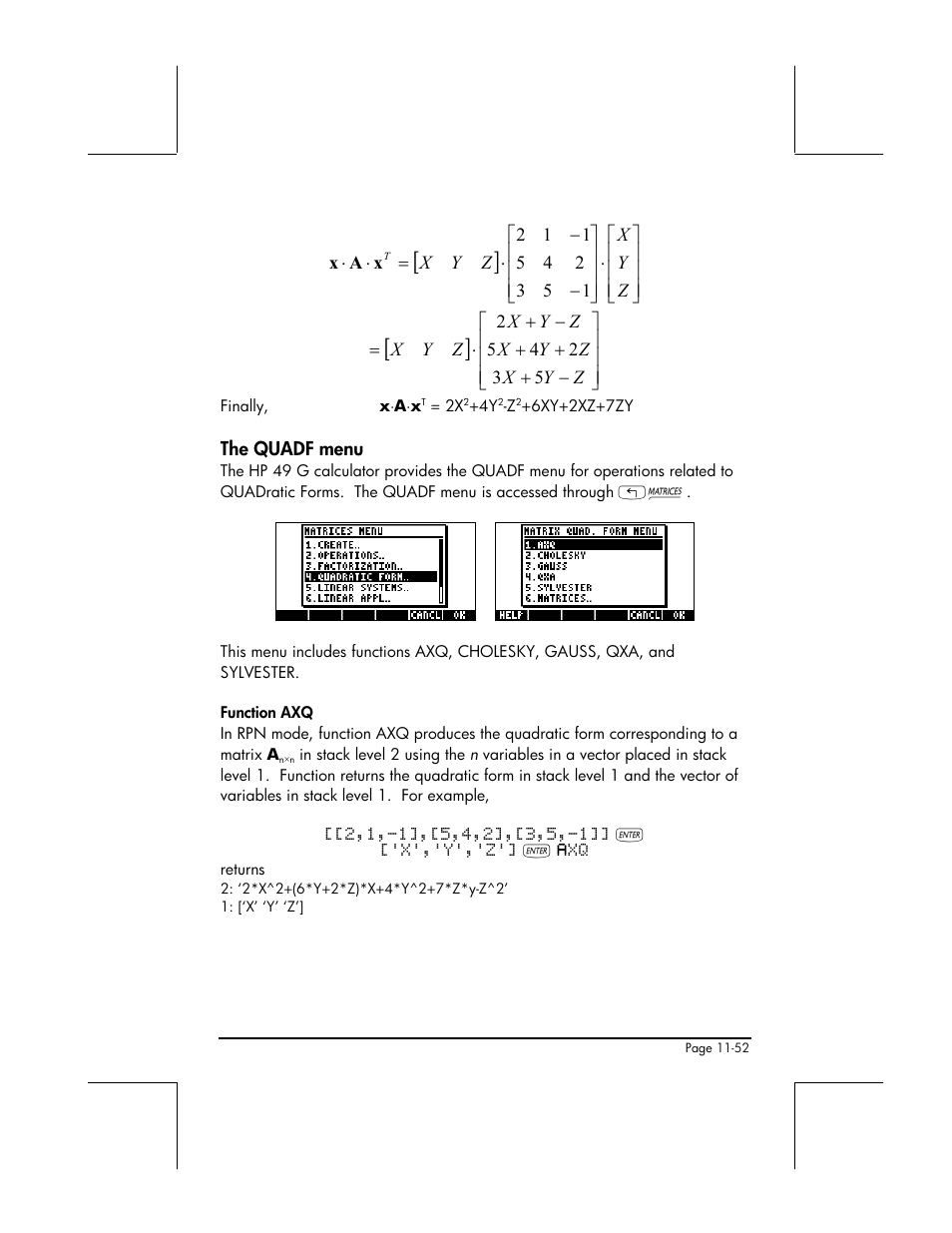 The quadf menu | HP 49g+ User Manual | Page 374 / 862