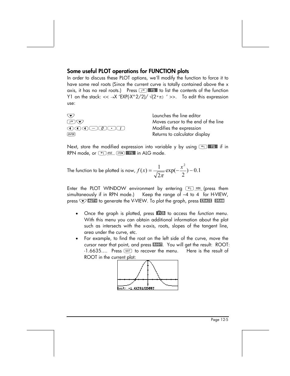 Some useful plot operations for function plots | HP 49g+ User Manual | Page 382 / 862