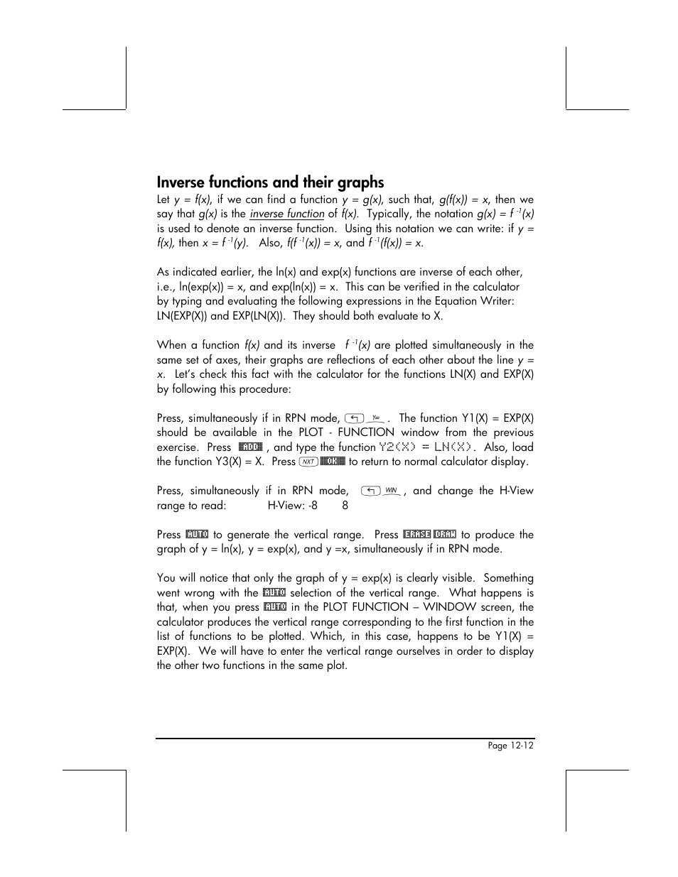 Inverse functions and their graphs | HP 49g+ User Manual | Page 389 / 862