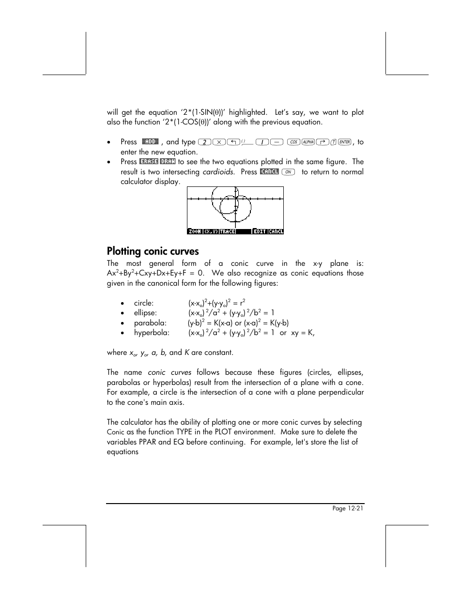 Plotting conic curves | HP 49g+ User Manual | Page 398 / 862