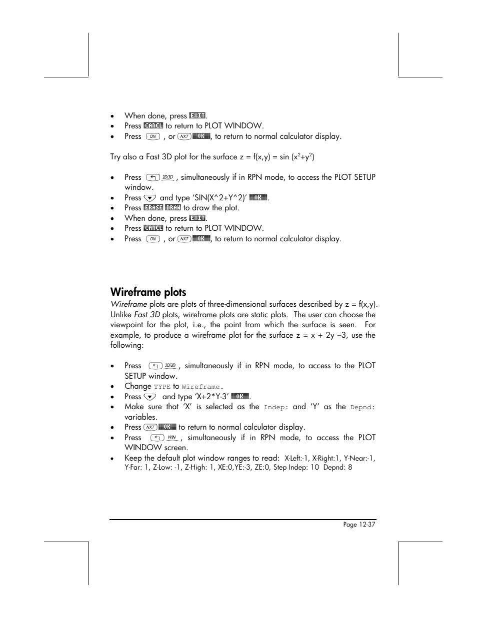 Wireframe plots | HP 49g+ User Manual | Page 414 / 862