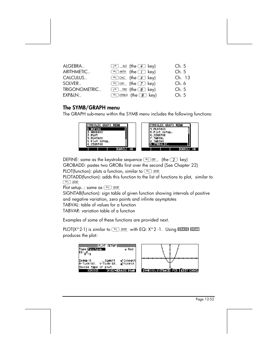 The symb/graph menu | HP 49g+ User Manual | Page 429 / 862