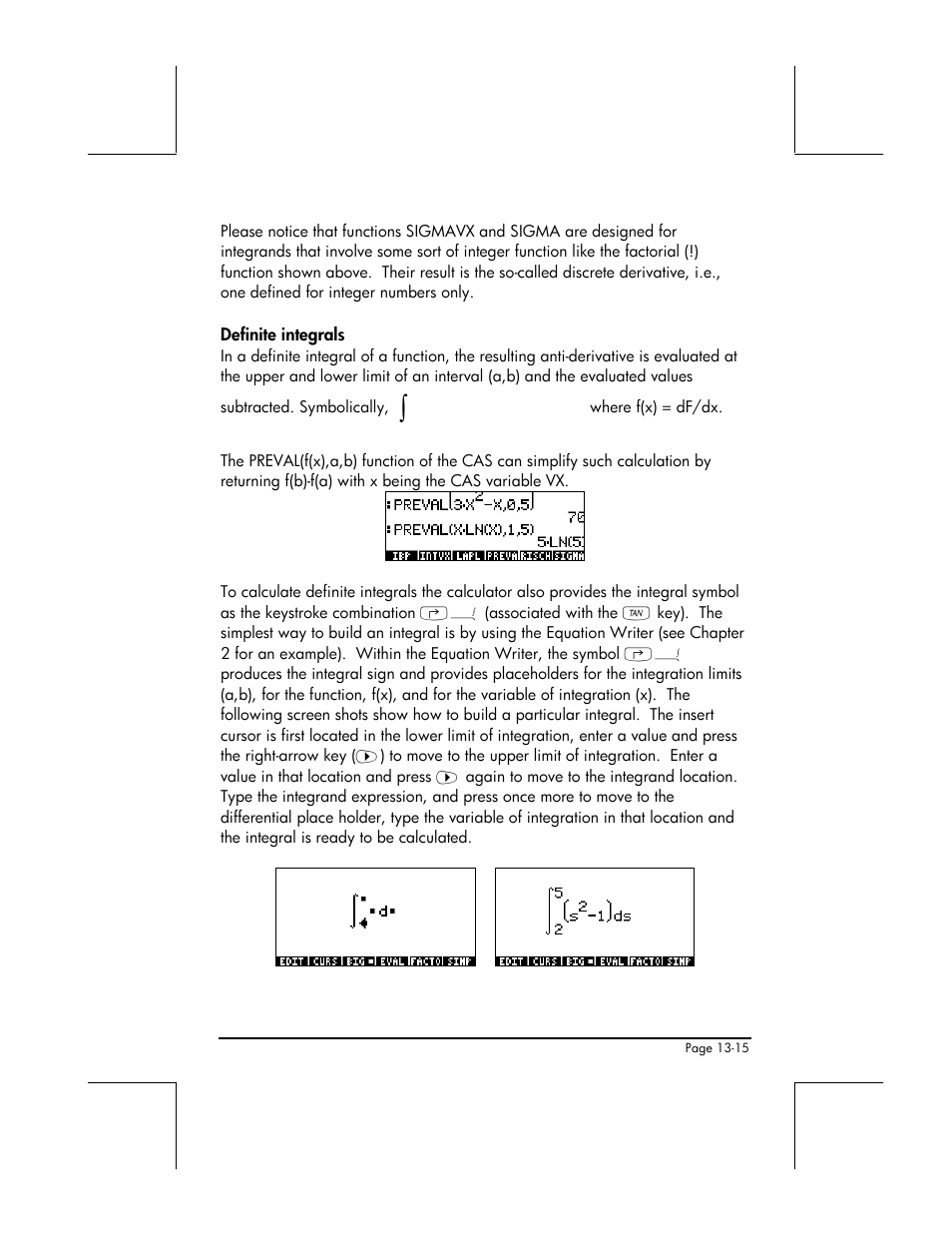 Definite integrals | HP 49g+ User Manual | Page 446 / 862