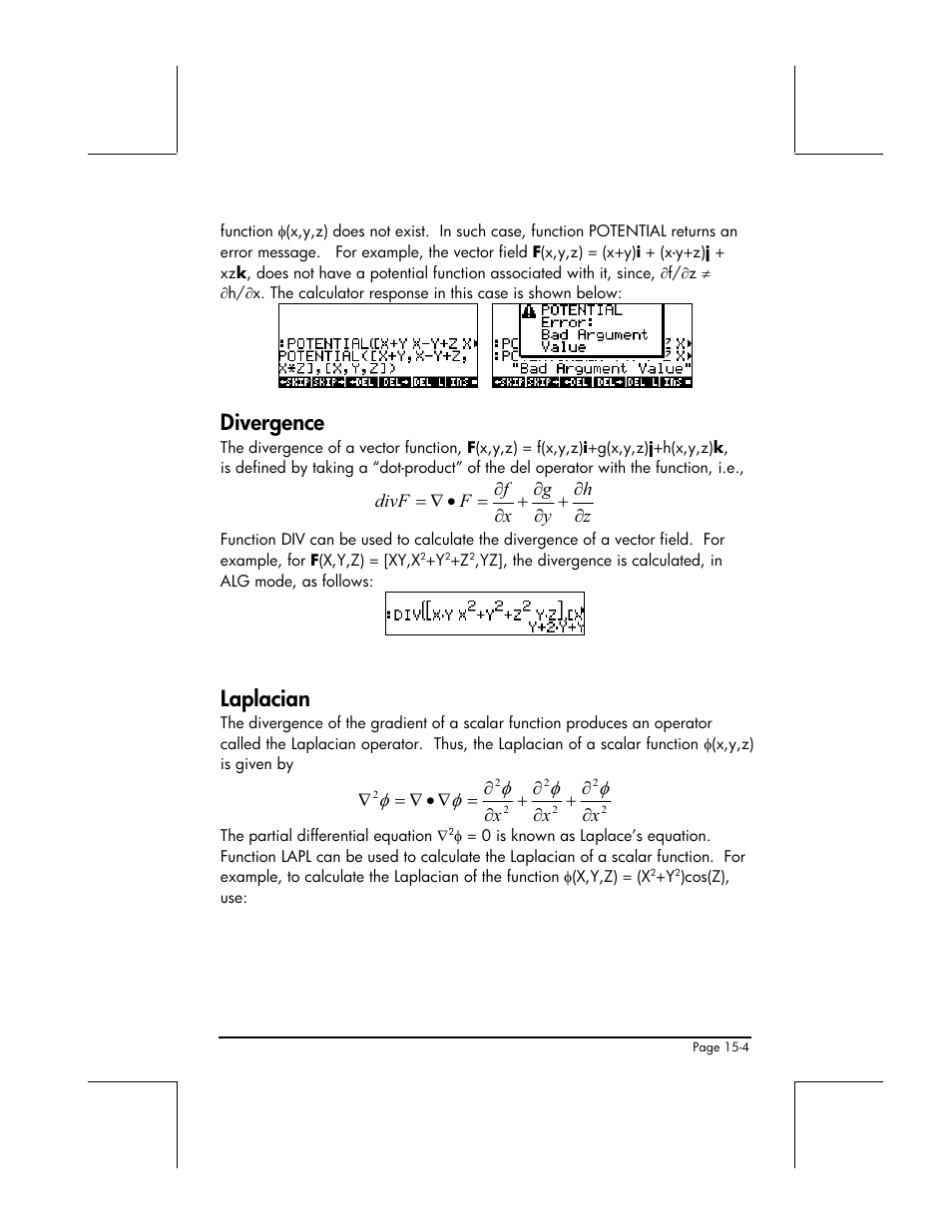 Divergence, Laplacian | HP 49g+ User Manual | Page 471 / 862