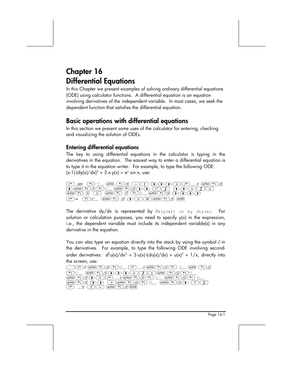 Chapter 16 differential equations, Basic operations with differential equations, Entering differential equations | HP 49g+ User Manual | Page 475 / 862