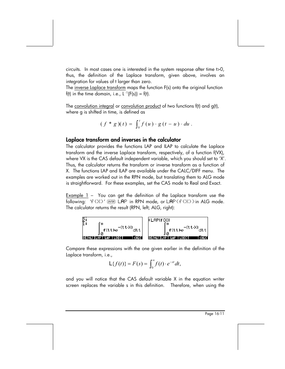 Laplace transform and inverses in the calculator | HP 49g+ User Manual | Page 485 / 862