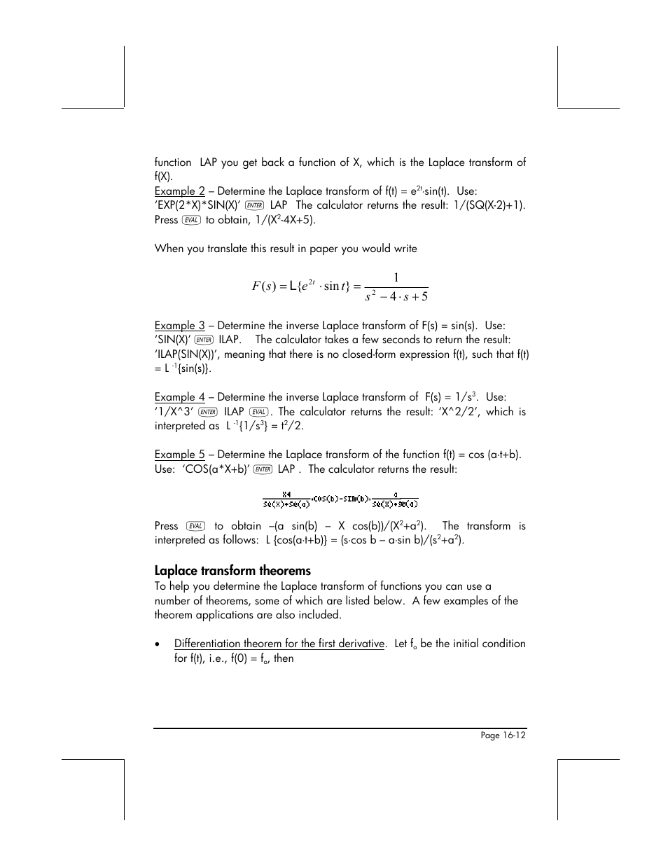 Laplace transform theorems | HP 49g+ User Manual | Page 486 / 862