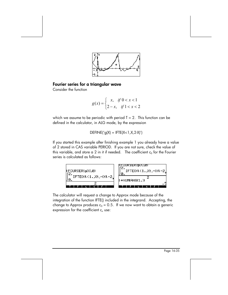 Fourier series for a triangular wave | HP 49g+ User Manual | Page 509 / 862