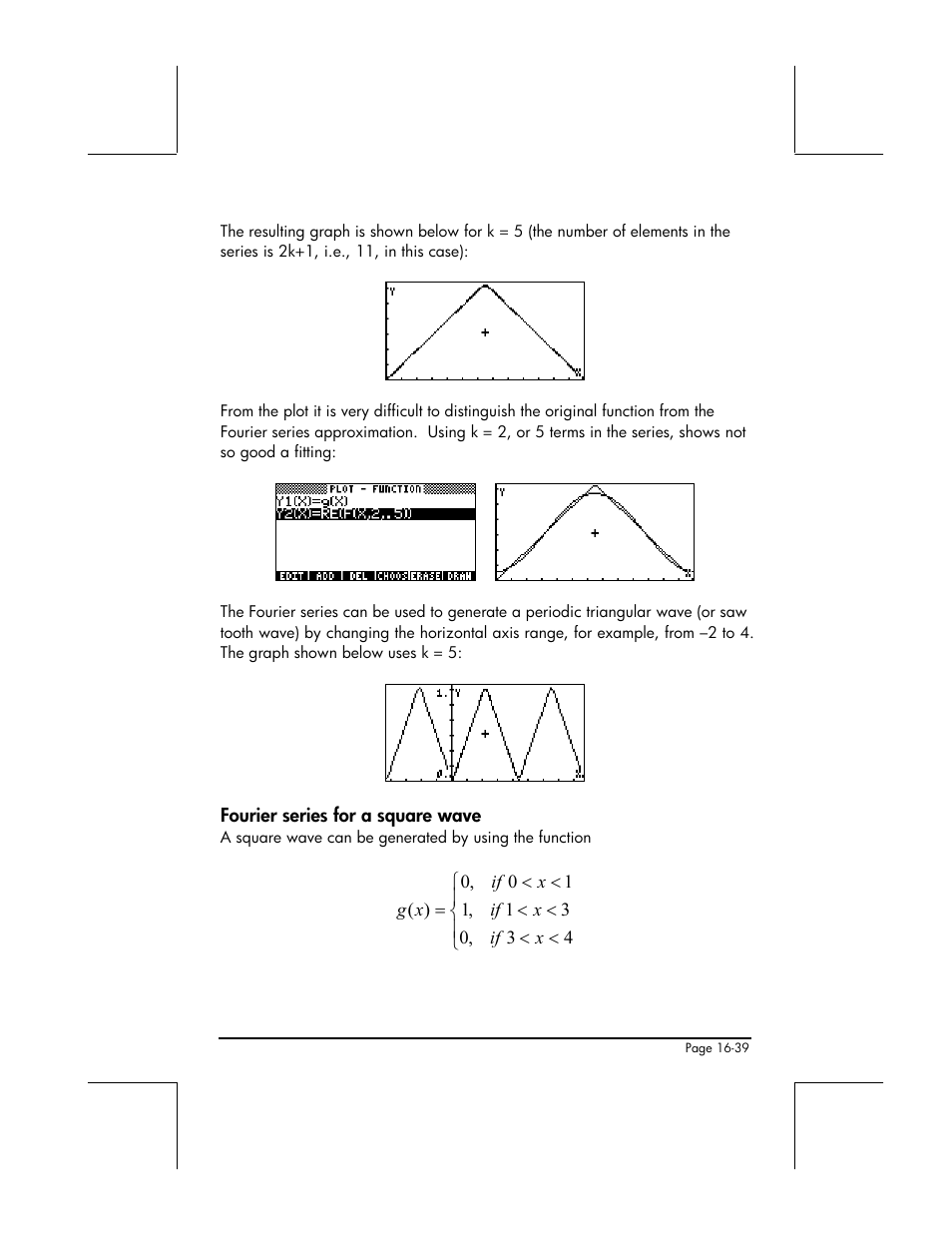 Fourier series for a square wave | HP 49g+ User Manual | Page 513 / 862