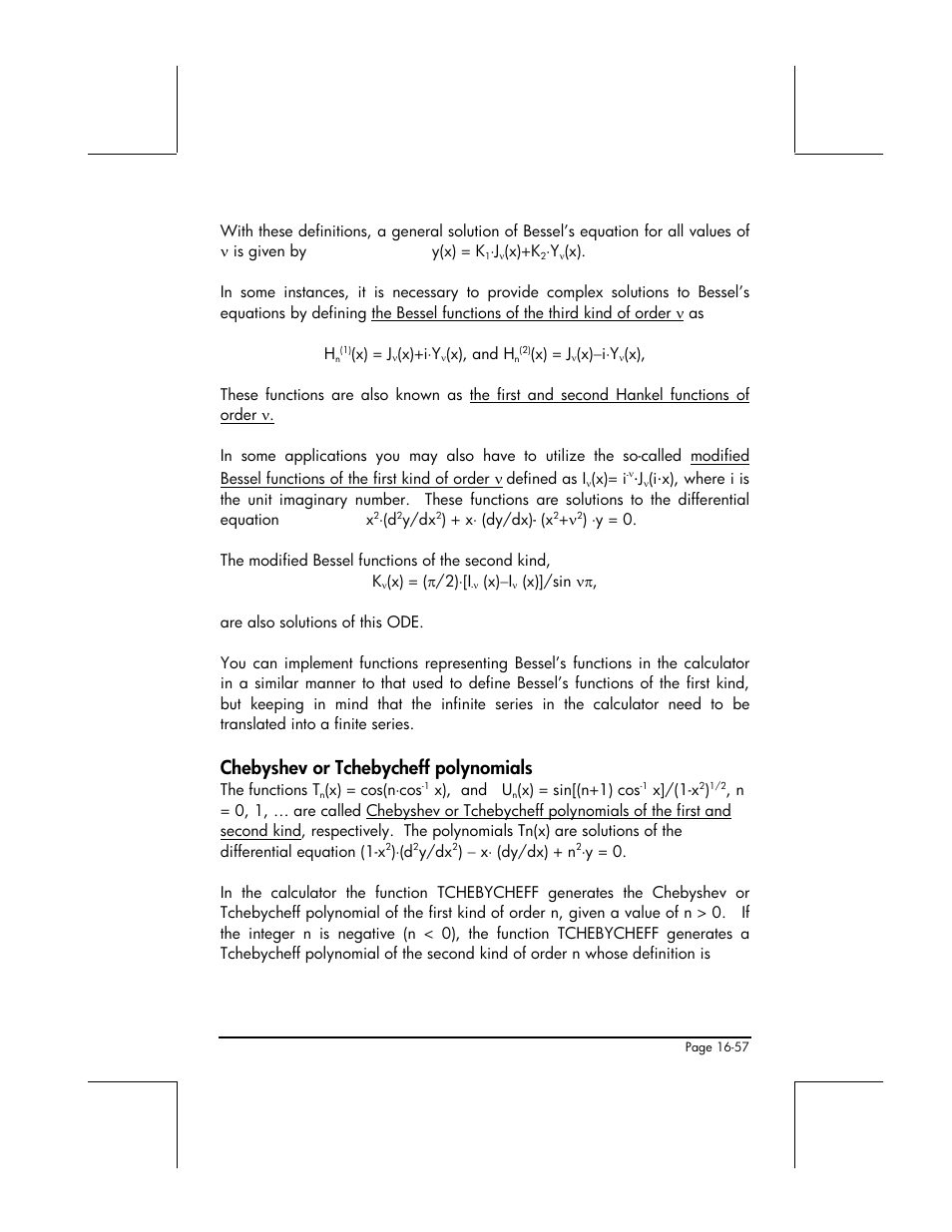 Chebyshev or tchebycheff polynomials | HP 49g+ User Manual | Page 531 / 862