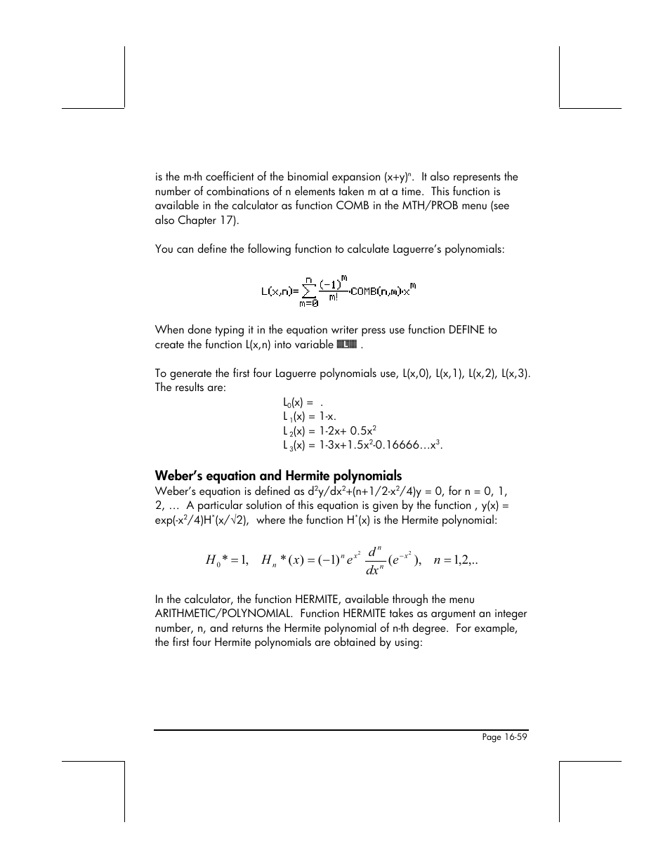 Weber’s equation and hermite polynomials | HP 49g+ User Manual | Page 533 / 862