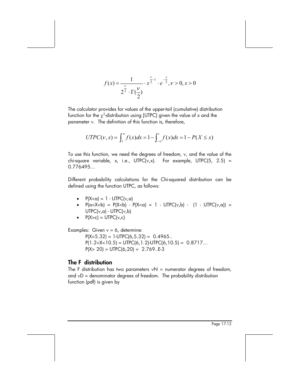The f distribution | HP 49g+ User Manual | Page 561 / 862