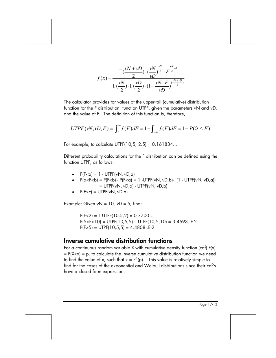 Inverse cumulative distribution functions | HP 49g+ User Manual | Page 562 / 862