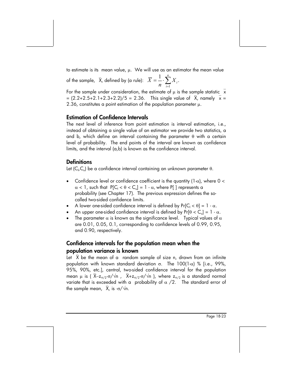 Estimation of confidence intervals, Definitions, Xn x | HP 49g+ User Manual | Page 590 / 862