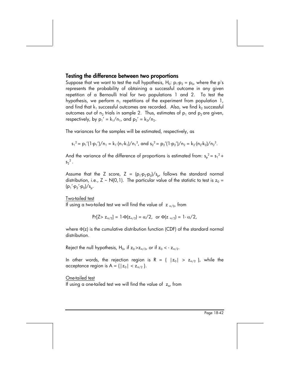 Testing the difference between two proportions | HP 49g+ User Manual | Page 609 / 862