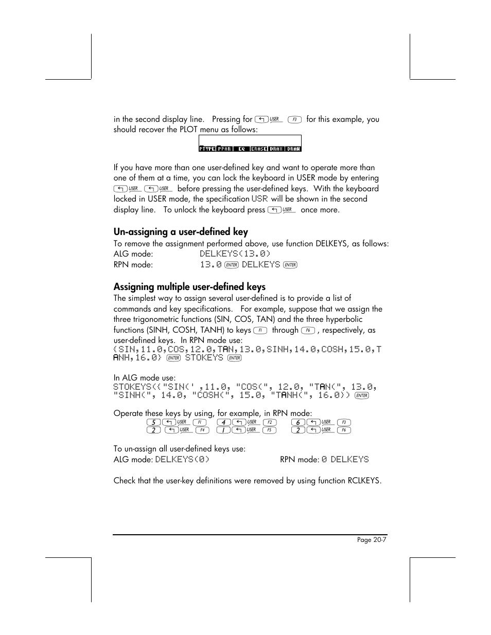 Un-assigning a user-defined key, Assigning multiple user-defined keys | HP 49g+ User Manual | Page 645 / 862