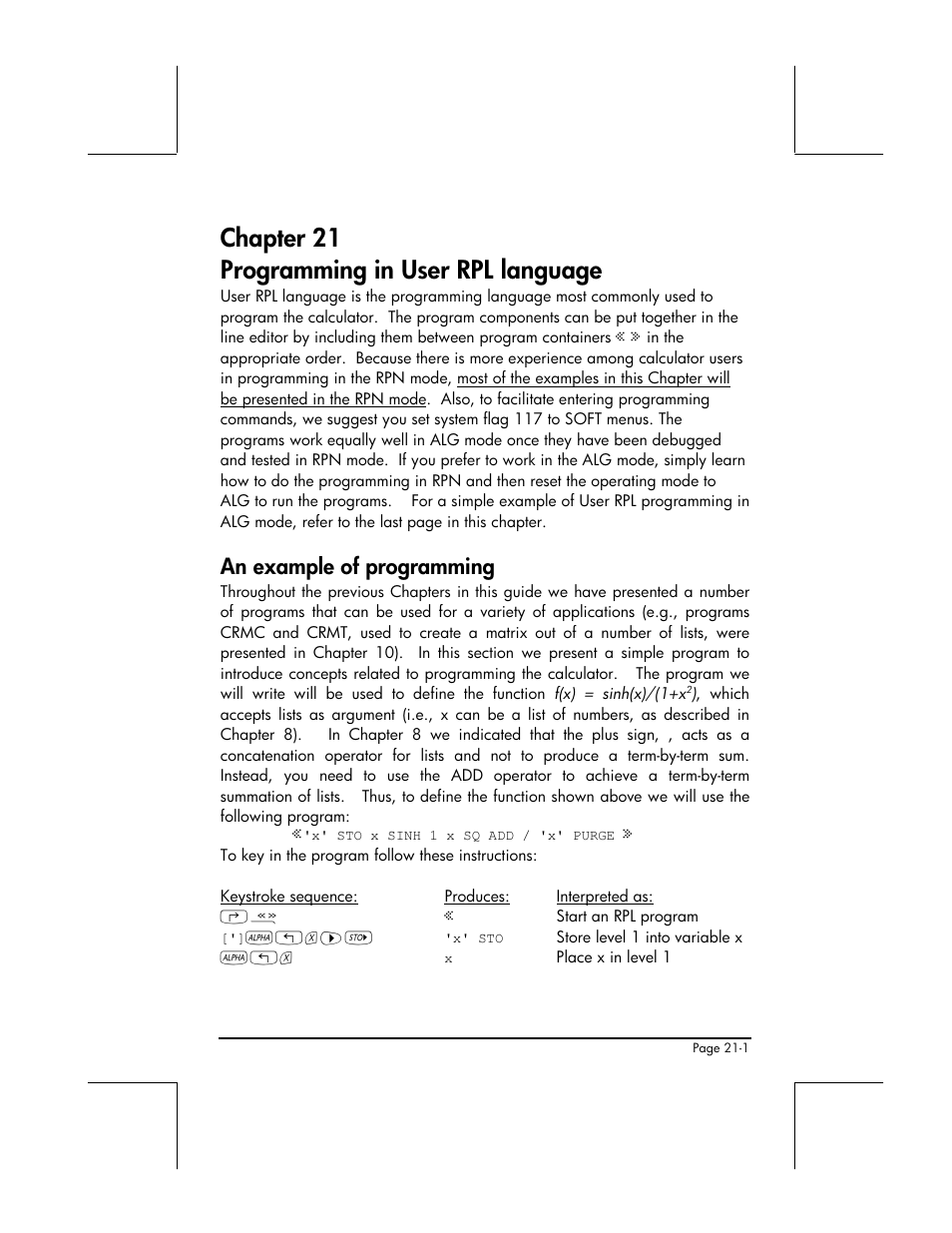 Chapter 21 programming in user rpl language, An example of programming | HP 49g+ User Manual | Page 646 / 862