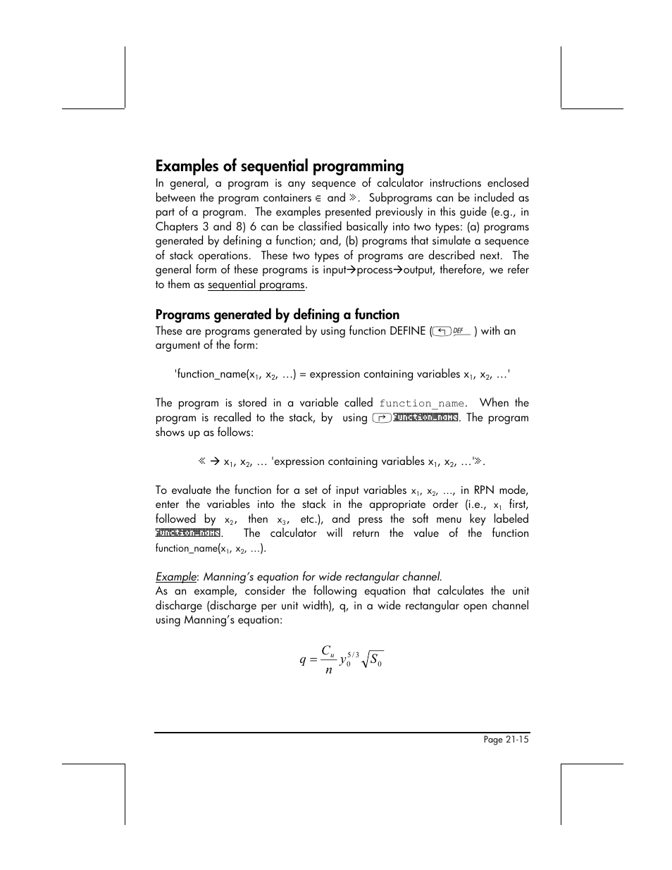 Examples of sequential programming, Programs generated by defining a function, Sy n c q | HP 49g+ User Manual | Page 660 / 862
