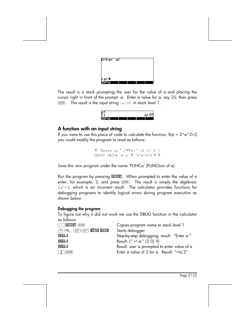 A function with an input string | HP 49g+ User Manual | Page 667 / 862