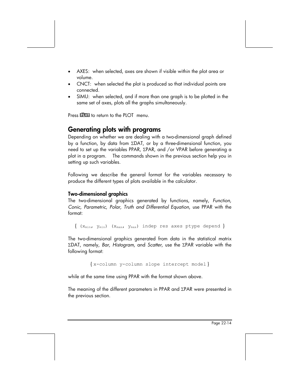 Generating plots with programs, Two-dimensional graphics | HP 49g+ User Manual | Page 726 / 862