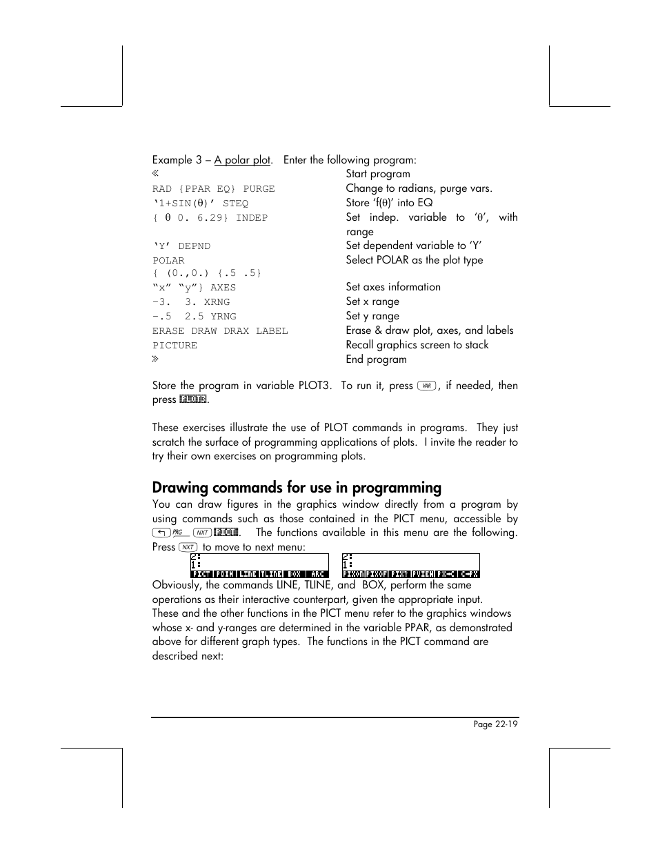 Drawing commands for use in programming | HP 49g+ User Manual | Page 731 / 862