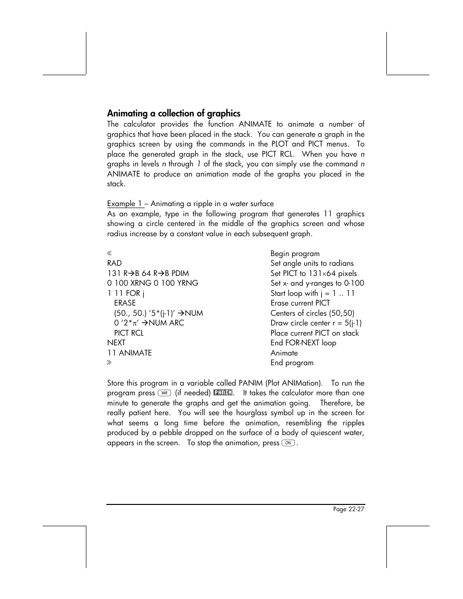 Animating a collection of graphics | HP 49g+ User Manual | Page 739 / 862