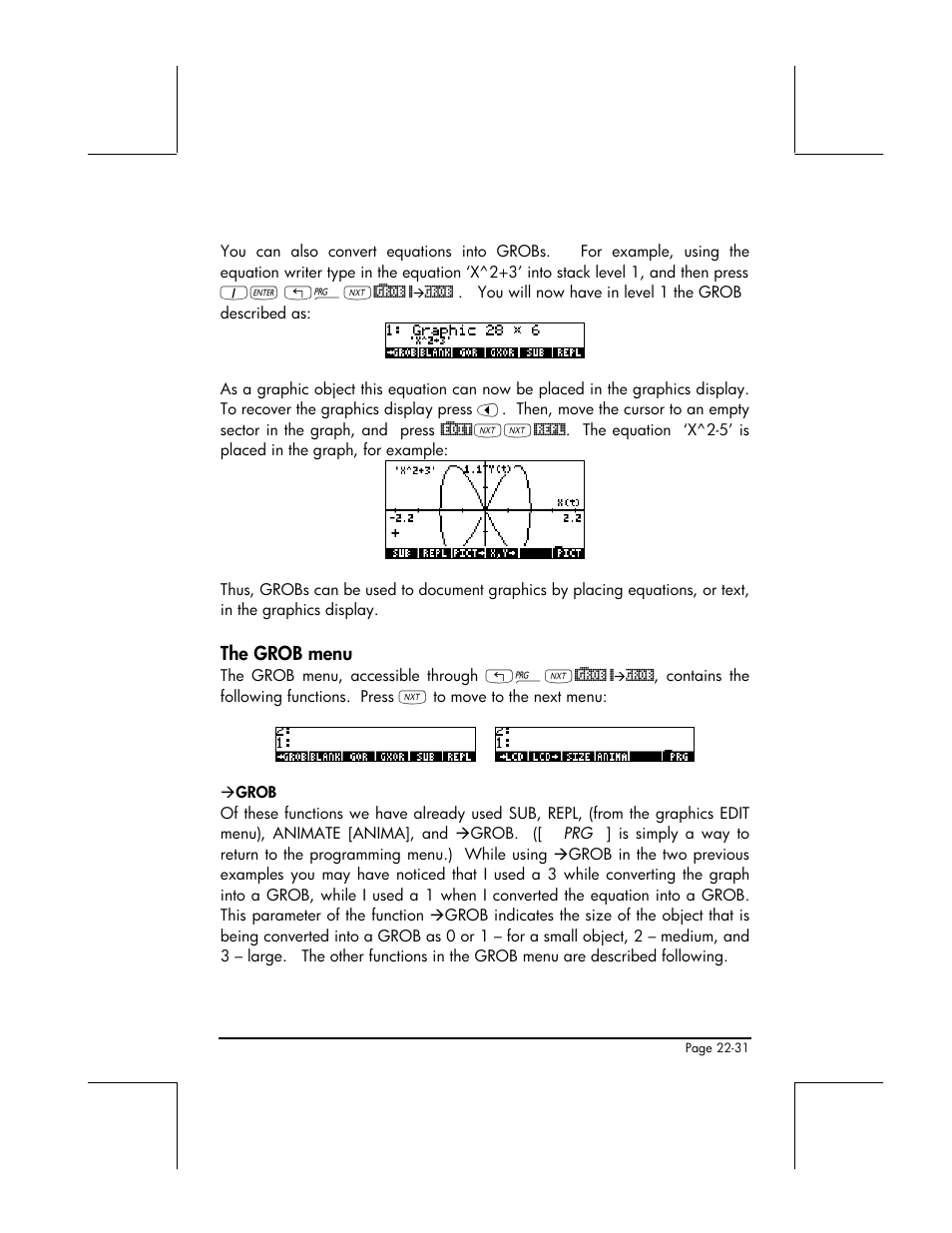 The grob menu | HP 49g+ User Manual | Page 743 / 862