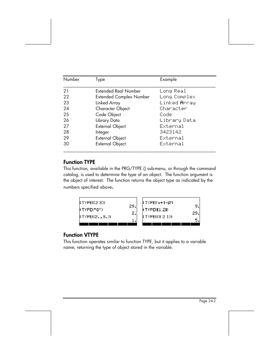 Function type, Function vtype | HP 49g+ User Manual | Page 759 / 862