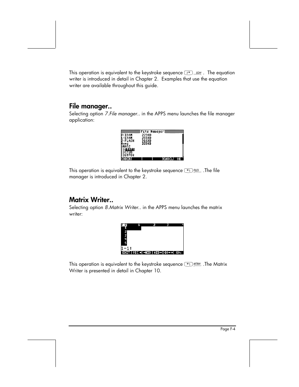 File manager, Matrix writer | HP 49g+ User Manual | Page 817 / 862