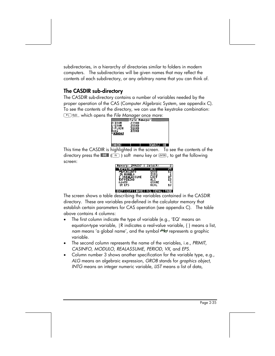 The casdir sub-directory | HP 49g+ User Manual | Page 90 / 862