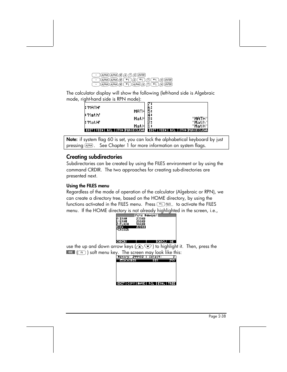 Creating subdirectories | HP 49g+ User Manual | Page 93 / 862