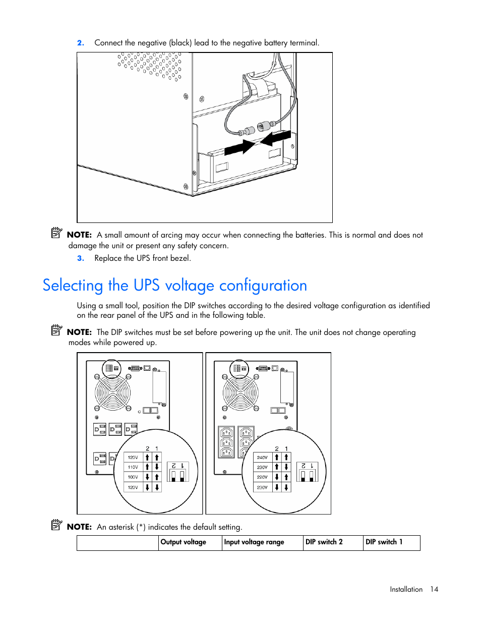 Selecting the ups voltage configuration | HP T1000 User Manual | Page 14 / 48