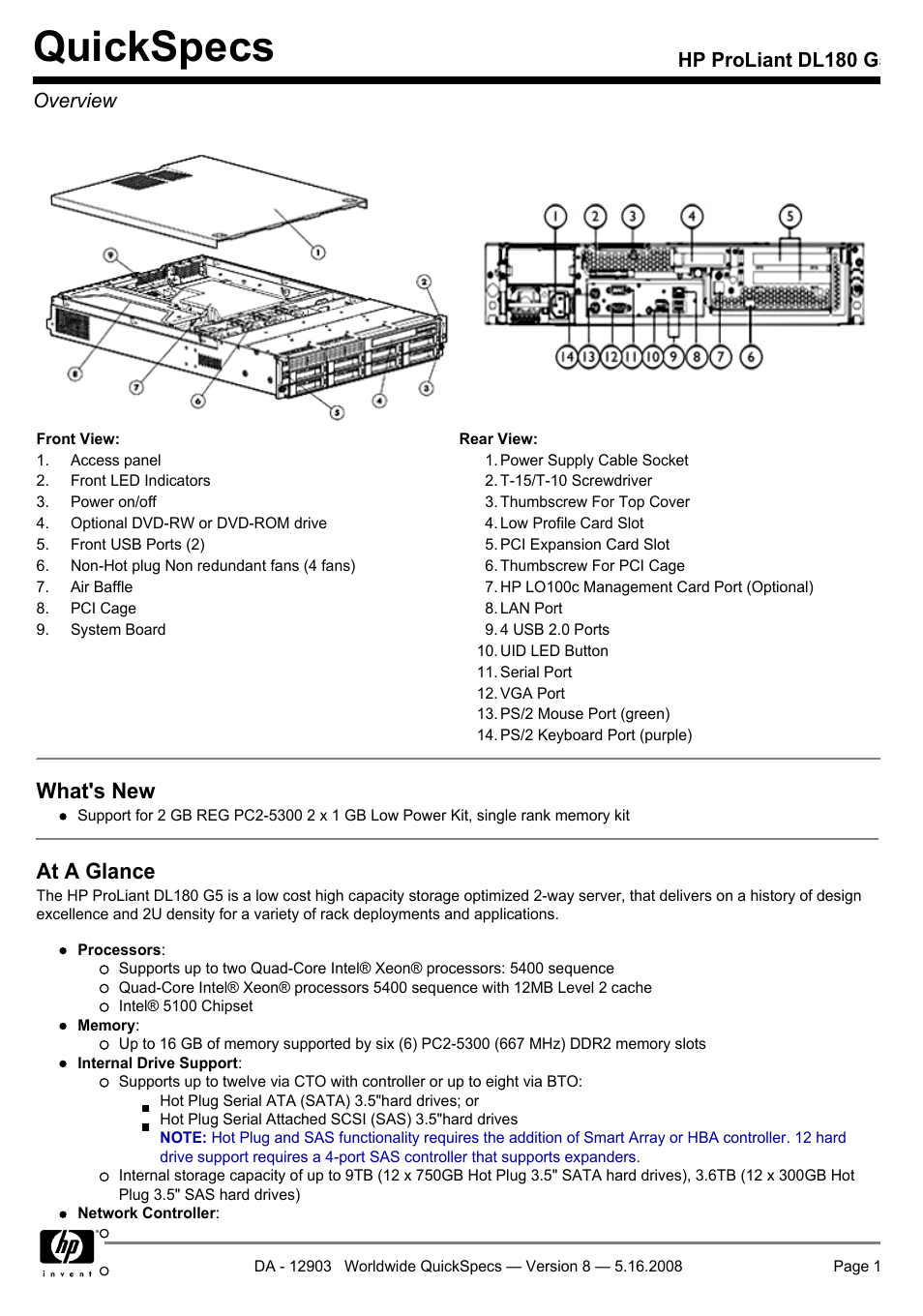 HP ProLiant DL180 G User Manual | 30 pages