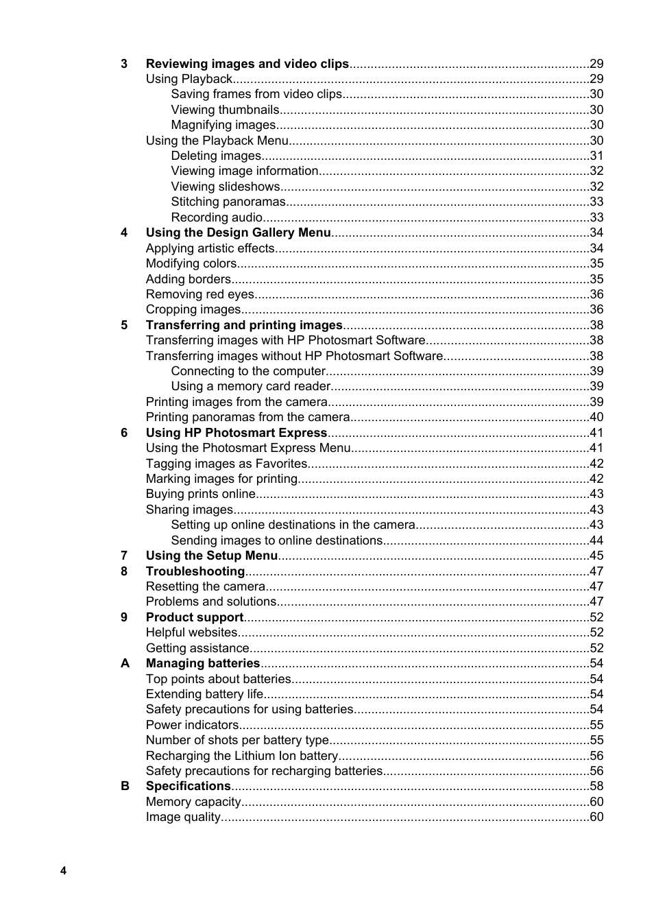 HP PhotoSmart R967 User Manual | Page 4 / 62