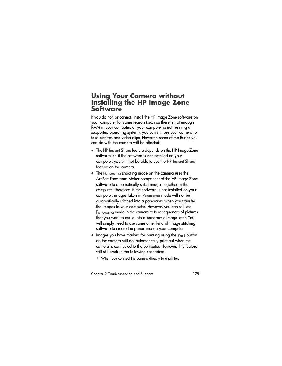 Using your camera without installing the, Hp image zone software, Using your | HP R707 User Manual | Page 125 / 191