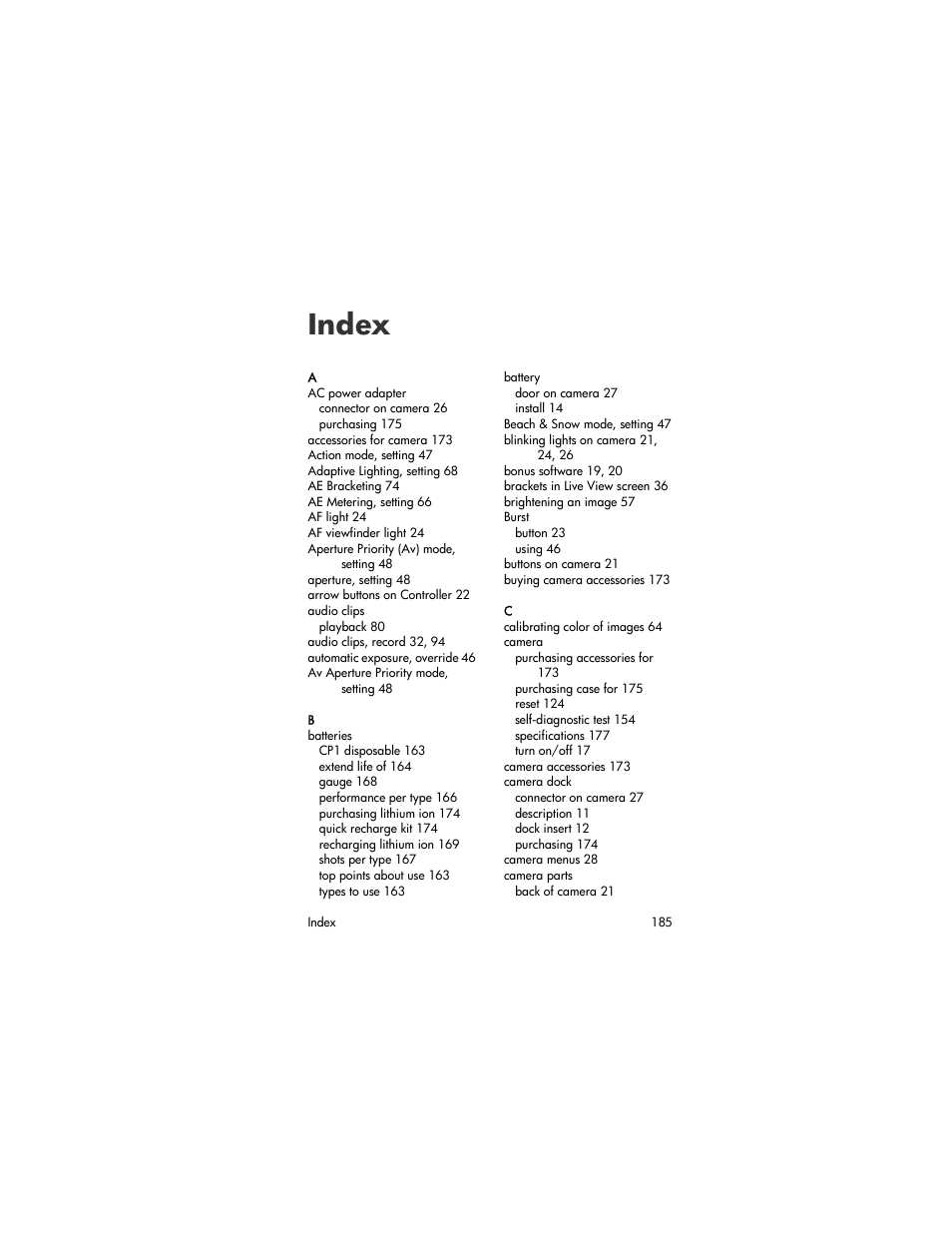Index | HP R707 User Manual | Page 185 / 191