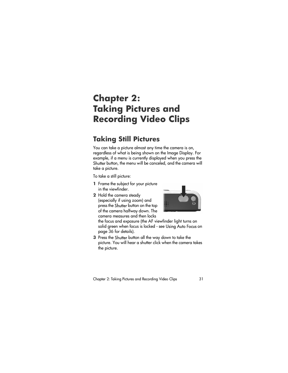 Taking still pictures, Chapter 2, Taking pictures and recording video clips | HP R707 User Manual | Page 31 / 191