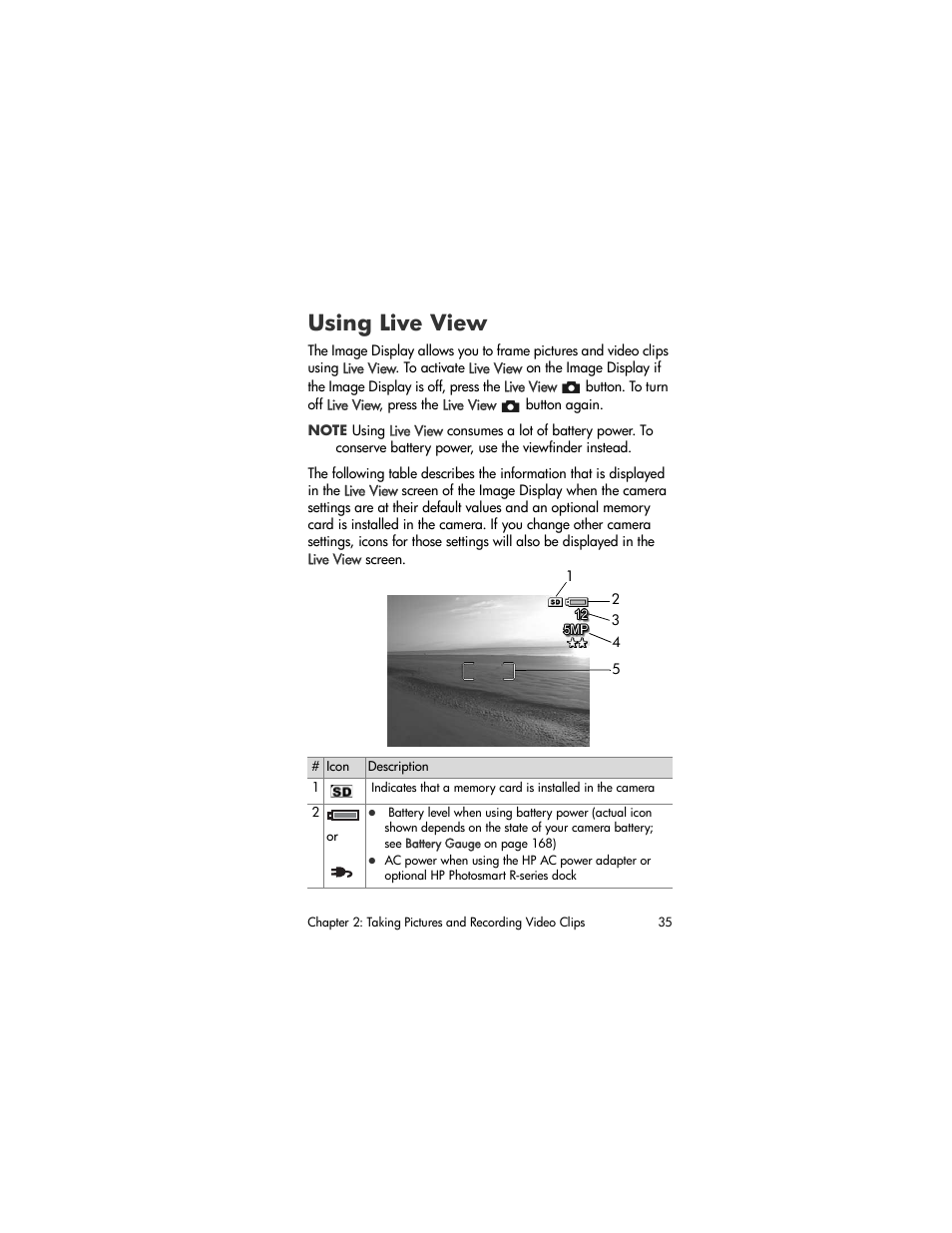 Using live view | HP R707 User Manual | Page 35 / 191