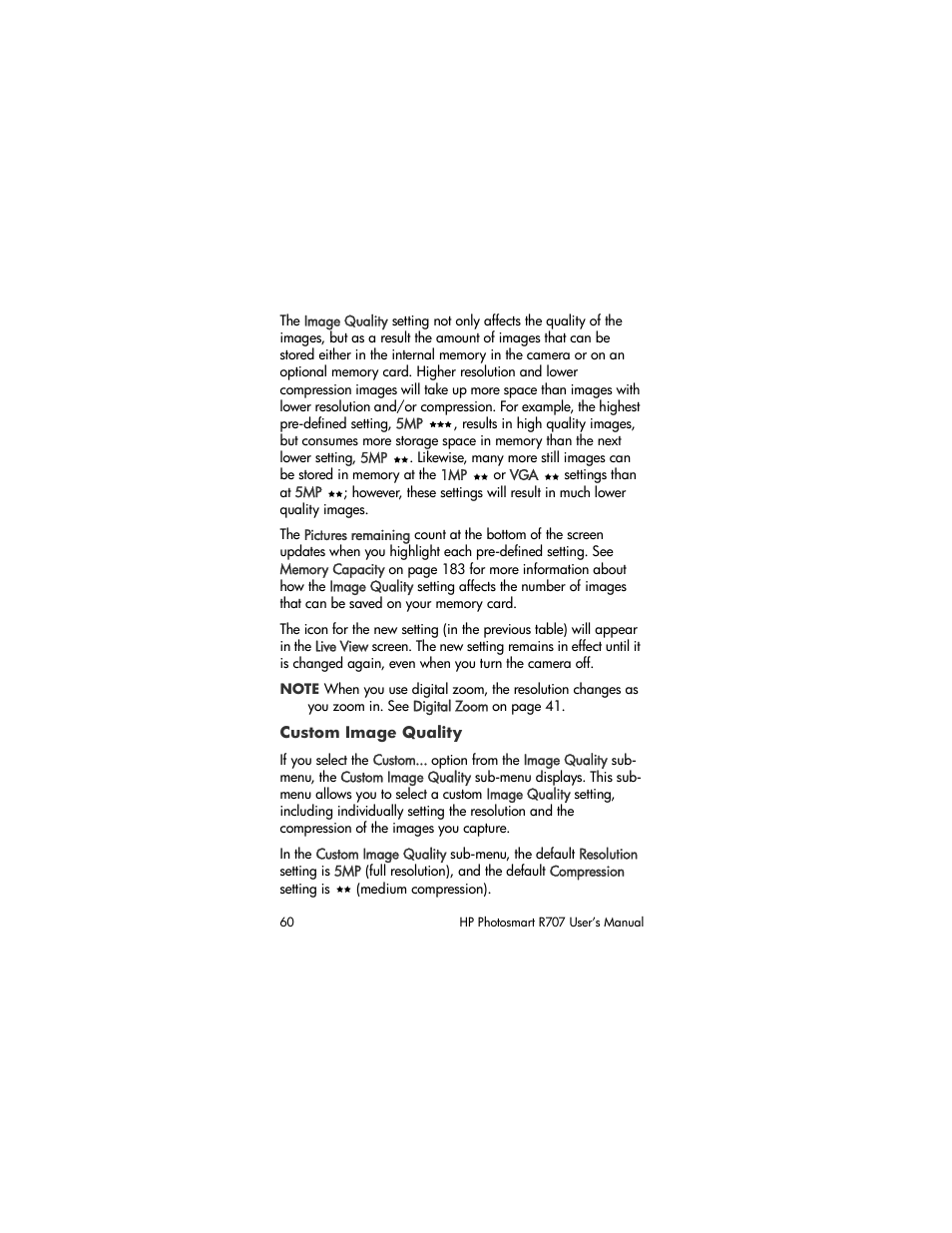 Custom image quality | HP R707 User Manual | Page 60 / 191