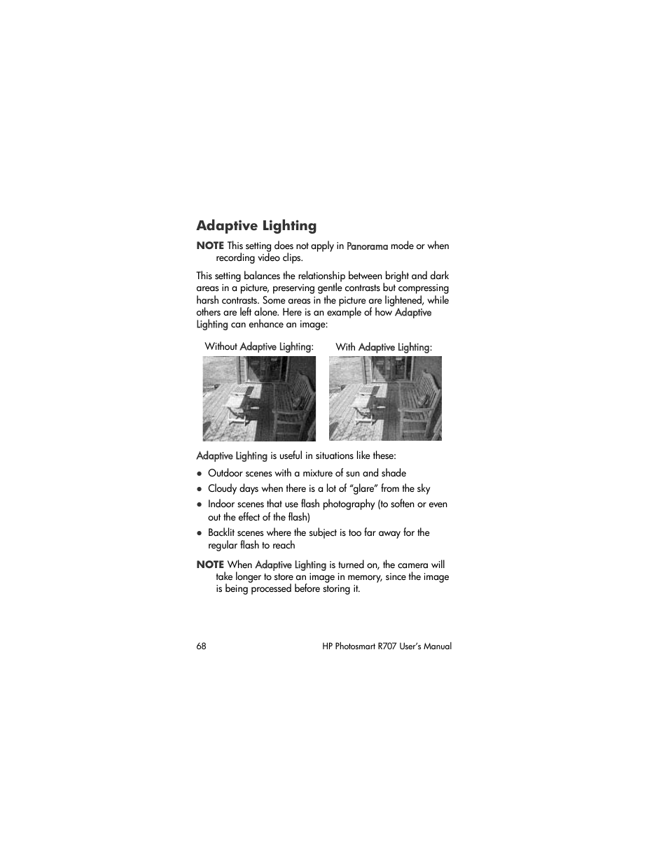 Adaptive lighting | HP R707 User Manual | Page 68 / 191