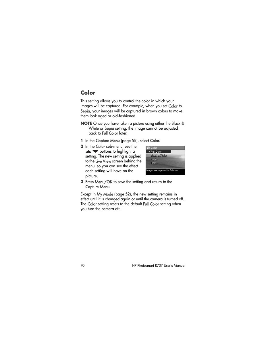 Color | HP R707 User Manual | Page 70 / 191