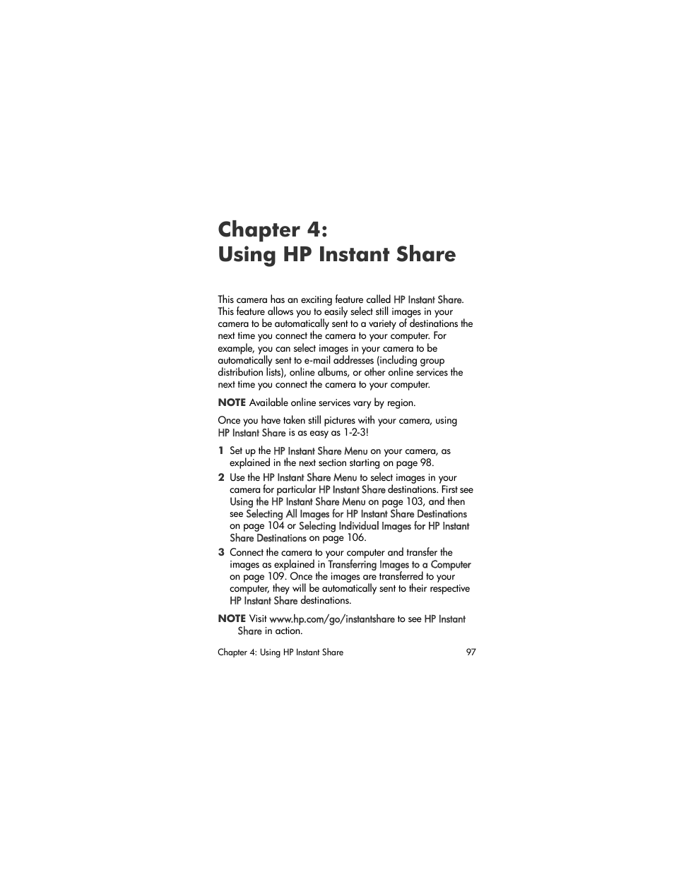 Chapter 4: using hp instant share, Chapter, Using hp instant share | HP R707 User Manual | Page 97 / 191